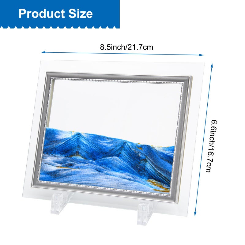 Coitak Moving Sand Art Picture, Sandscape, Moving Desktop Art for Home Decor and Office, Medium Size 9x7(Blue) - Image 2